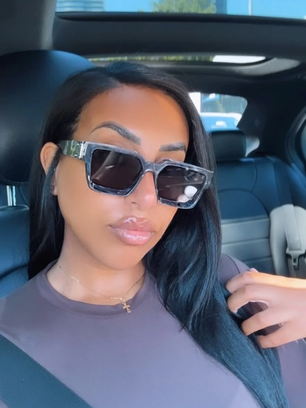 Louis Vuitton Millionaire Marbled Black Square Sunglasses with Dark Lenses